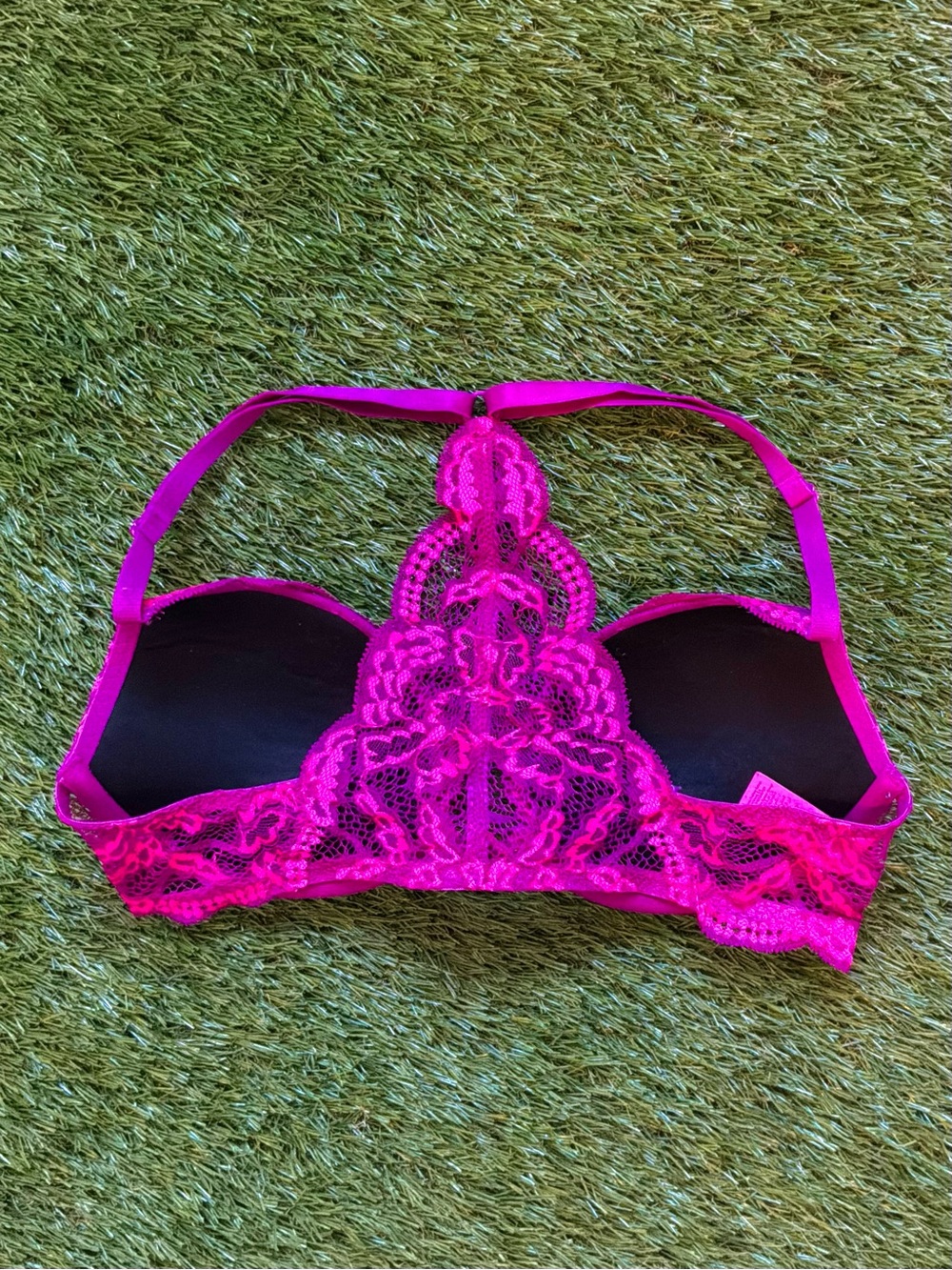 La Senza Obsession Hot Pink Lace Racerback Push-Up Bra Size 32C - Picture 2 of 2